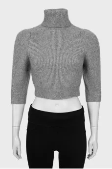 Cashmere sweater with short sleeves