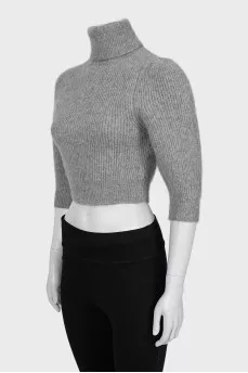 Cashmere sweater with short sleeves