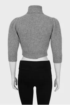 Cashmere sweater with short sleeves