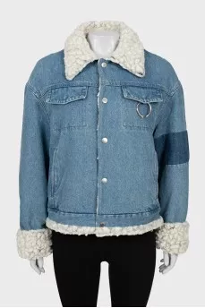 Insulated denim jacket with buttons