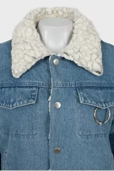 Insulated denim jacket with buttons