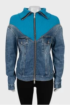 Denim jacket with knitted top