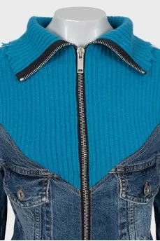 Denim jacket with knitted top