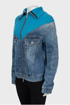 Denim jacket with knitted top