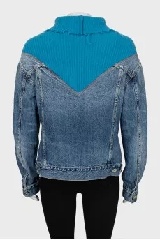 Denim jacket with knitted top