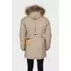 Men's beige parka with tag
