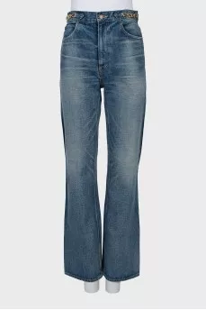 Straight-leg jeans with gold trim