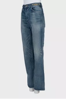 Straight-leg jeans with gold trim