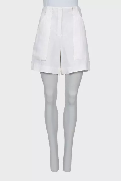 High waist linen shorts
