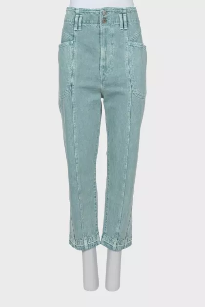 Green jeans with tag