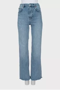 Straight leg jeans with raw hem
