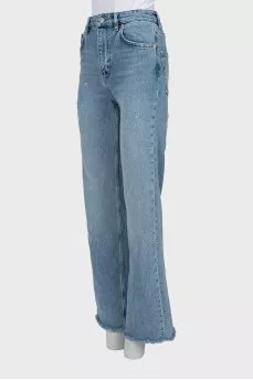 Straight leg jeans with raw hem