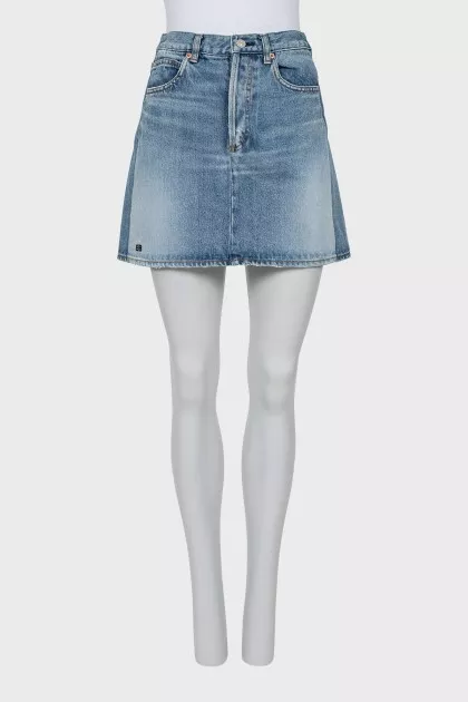 Denim skirt with signature embroidery