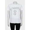 White fitted t-shirt with print