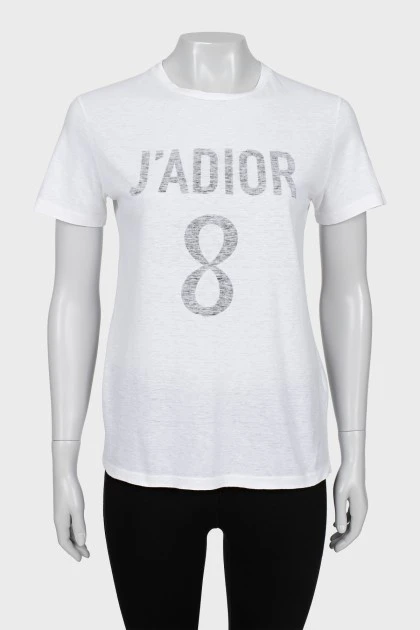 White fitted t-shirt with print