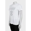 White fitted t-shirt with print