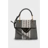 Suede bag with textile decor