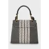 Suede bag with textile decor