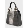Suede bag with textile decor
