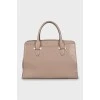 Brown leather tote bag