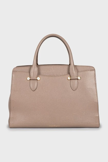 Brown leather tote bag