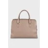 Brown leather tote bag