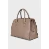 Brown leather tote bag