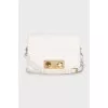 Leather crossbody bag with gold decor