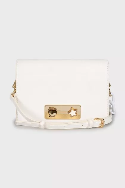Leather crossbody bag with gold decor