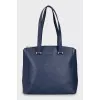 Leather tote bag with brand logo