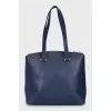 Leather tote bag with brand logo