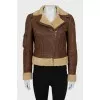 Short sheepskin coat made of leather and wool