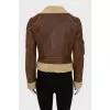 Short sheepskin coat made of leather and wool