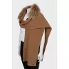 Knitted cape with fur trim