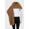 Knitted cape with fur trim