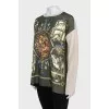 Knitted jumper with silk insert