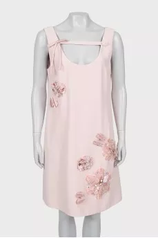 Pink A-line dress with decoration
