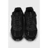 Black leather and textile sneakers