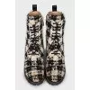 Textile boots with leather heel