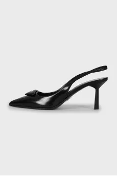 Leather slingbacks with signature decor