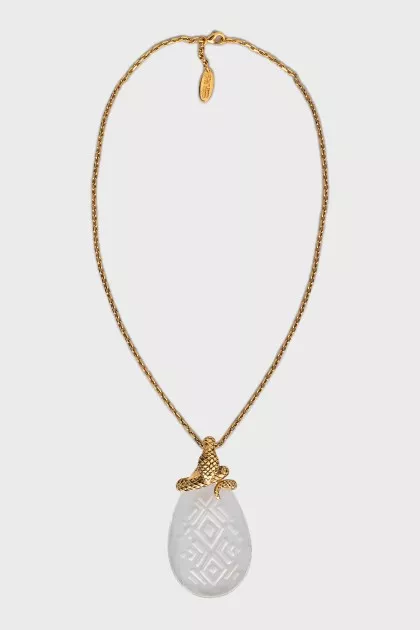 Gold pendant with massive crystal