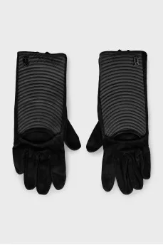 Suede gloves with brand logo