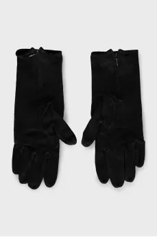 Suede gloves with brand logo