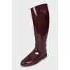 Burgundy rubber boots