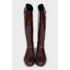 Burgundy rubber boots