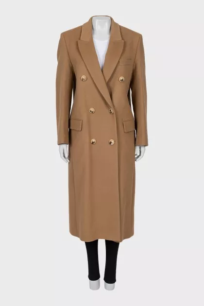 Double-breasted coat with accent buttons