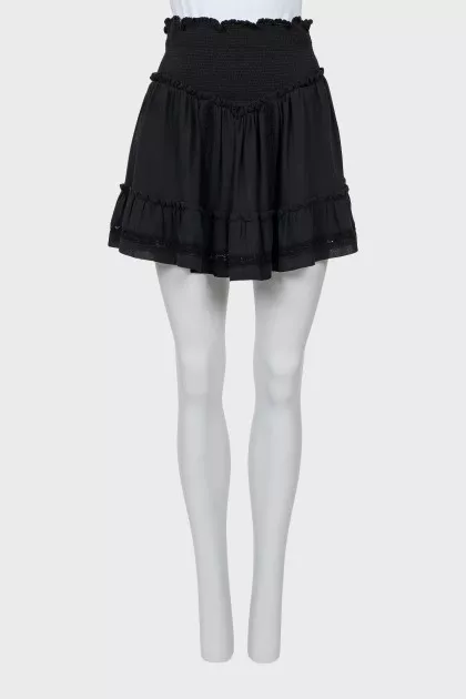 Fitted skirt with lace inserts