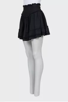 Fitted skirt with lace inserts