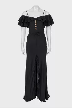 Black silk maxi dress