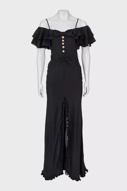 Black silk maxi dress